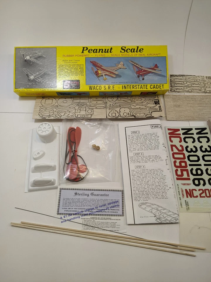 Kit de avião modelo balsa vintage escala amendoim cadete interestadual Sterling Waco SRE - Imagem 2 de 4