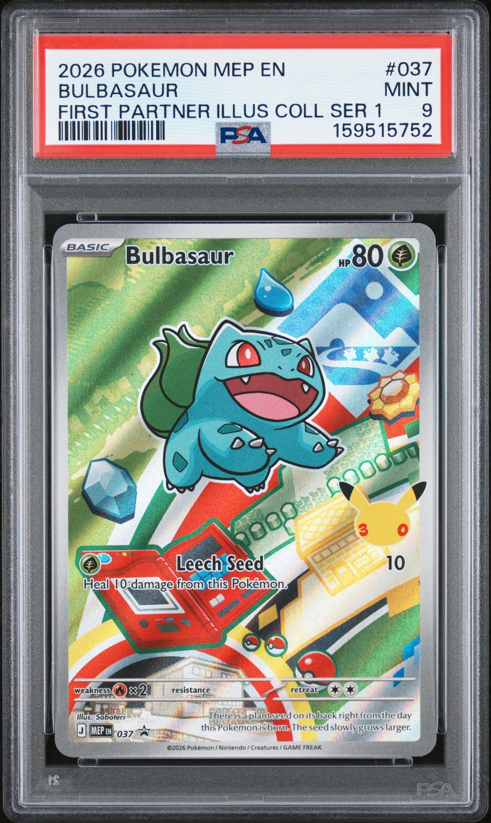 2026 POKEMON MEP EN-ME BLACK STAR PROMO #037 BULBASAUR PSA 9