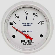 Auto Meter 200761 Pro-Comp White Phantom Marine Fuel Level Gauge Diameter: 2-5/8