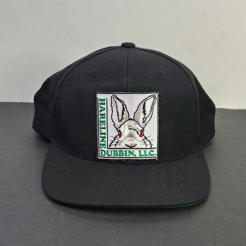 Hareline Dubbin Hat Cap Snapback Mens OSFA Black Embroidered Rabbit Logo Fishing