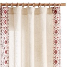 Boho Curtains for 50"W x 63"L Pack of 2 Floral Burgundy Red on Beige