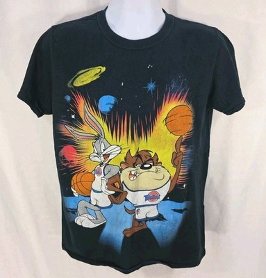 Looney Tunes T Shirt Size Medium M Space Jam Tune Squad Bugs Bunny Taz Black