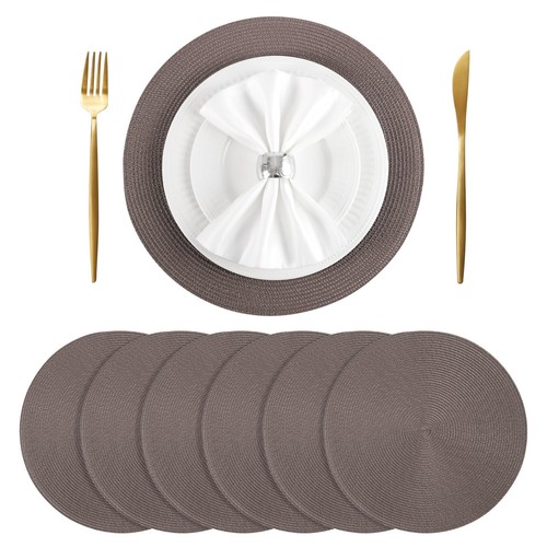Placemats Set of 6, Round Placemats for Dining Table, Washable Woven Non-Slip...