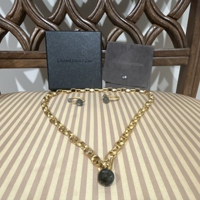 Dean Davidson Gold Labradorite Jewelry Set Necklace & Ring Yellow Gold Plated