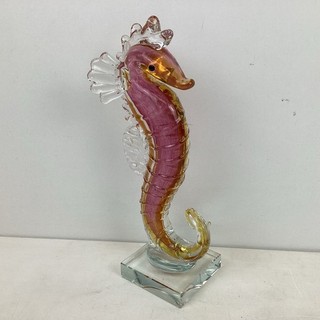 Art Glass Multicoloured Seahorse Sculpture Unmarked AP#594
