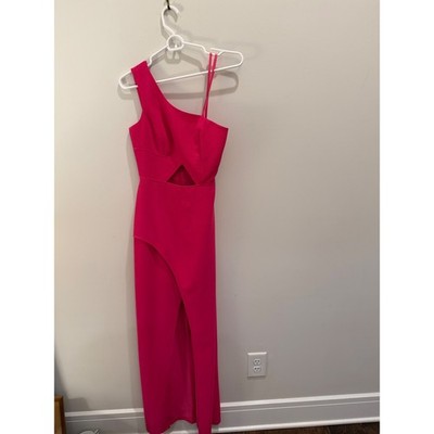 BCBGMAXAZRIA size 0 Selene One-Shoulder Cut Out Gown pink