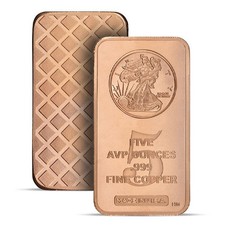 Kupferbarren 999/1000 @ Standing Liberty - 5 Unzen 141,75g AVDP Bullion Medaille