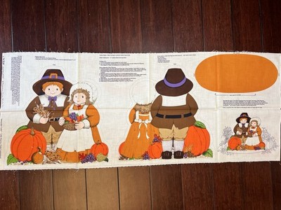 VTG Little Pilgrim Centerpiece Fabric Panel Cranston 14.5'' ~ CENTERPIECE Pillow