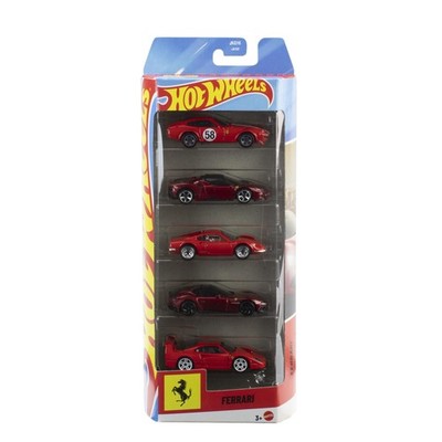 Hot Wheels Toy Ferrari Cars, Die-Cast 5-Pack in 1:64 Scale, Officially Licens...