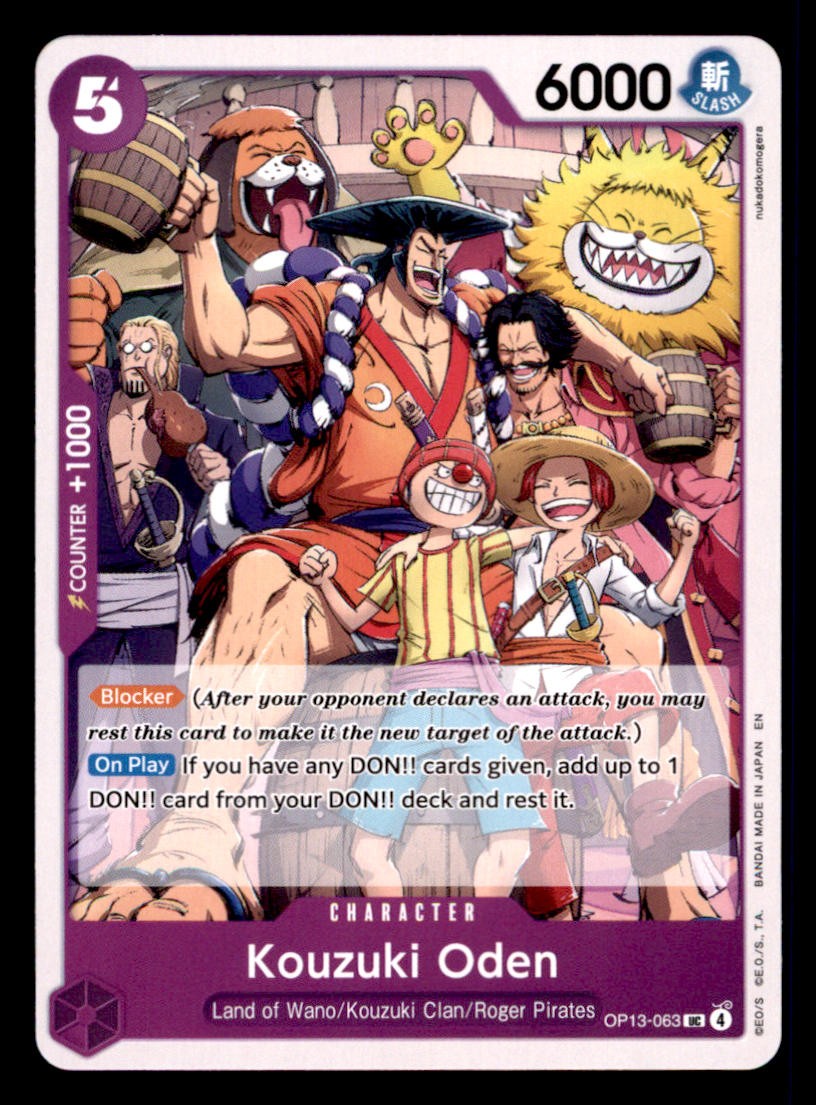 Kouzuki Oden OP13-063 Uncommon Carrying On His Will One Piece Near Mint