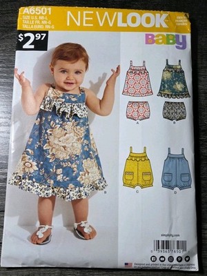 New Look Pattern A6501 Baby Romper, Sun Dress & Panies Newborn/Lrg 7-25lbs UNCUT