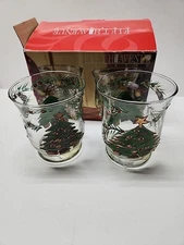 Pair Of Fifth Avenue Crystal Christmas Tree Hurricane Tea Light Candle Holders
