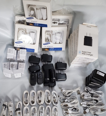 New LOT 65 PCs ORIGINAL SAMSUNG  Adaptors Headphones and Cables Wholesale BULK