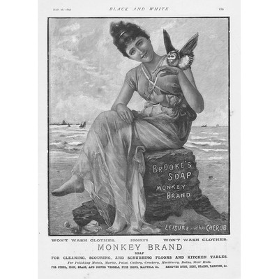 BROOKE'S Monkey Brand Soap, Leisure & Her Cherub - Victorian Advert 1895