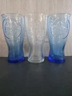 Lot of 3 Vtg McDonald's Coke Style Glasses: (2) 1961 Blue, (1) 1992 Clear