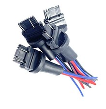 4 Pack 3157 LED Bulb Male Socket Pre-wired connector extension Wiring 3 wires