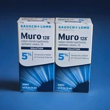 Bausch + Lomb Muro 128 Solution 5% Temporary Relief of Corneal Edema (Lot Of 2)