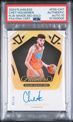 2024 Panini Flawless Shade Signature #FSS-CHT Chet Holmgren Gold /10 PSA Auto 10