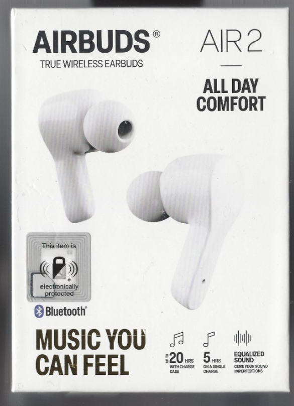 AIRBUDS Air 2 - 2G 2nd Gen. True Wireless Bluetooth Earbuds White #1392 UNOPENED