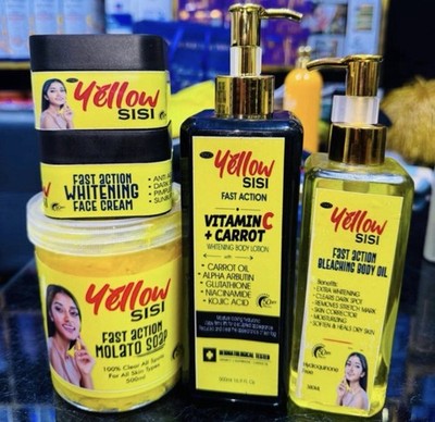 Yellow Sisi lotion Set Carrot Oil SPF 50 soap, oil, face cream and soap 4 in 1 
