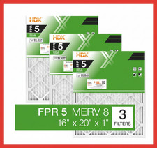 16 X 20 X 1 In. Standard Pleated Furnace Air Filter FPR 5, MERV 8 3-Pack 