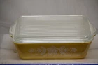 VINTAGE PYREX # 0503 1.5 qt. BUTTERFLY GOLD REFRIGERATOR DISH WITH LID 8.5x7