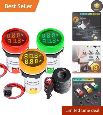 Digital 3PCS AC Voltage & Current Meter   60-500V 100A with Clear Indicators