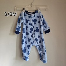 Disney Baby Blue Mickey Mouse One Piece Footie 3-6M