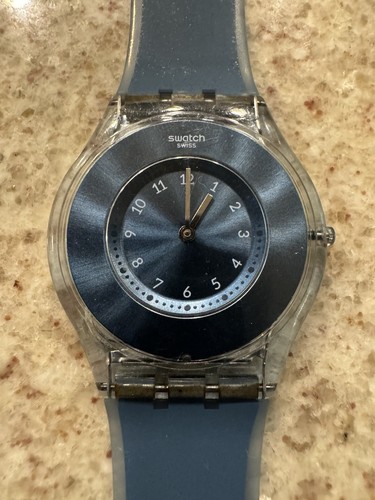 Vintage Swatch Gent Watch GK208 “Blue Class” Transparent Case Swiss Quartz 1990s
