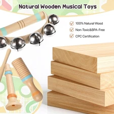 Toddler Musical Instruments, 9 in 1 Wooden Montessori Musical Toys 1-3