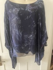 Gorgeous Italian Layered Cape Top Blue White Purple 14 (1xL)