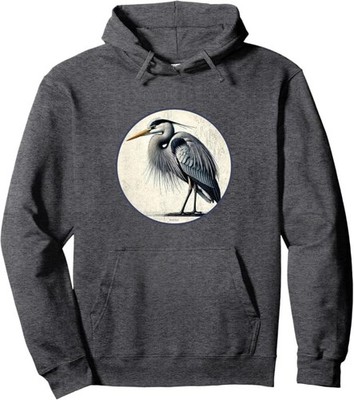 Retro Great Blue Heron Pullover Hoodie *10 Colors* NEW by Bird Fantastic