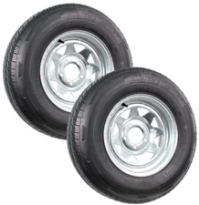 2-Pk Radial Trailer Tire On Rim ST205/75R14 LRD 14" 5 Lug Galvanized Spoke Wheel
