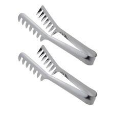 HornTide Stainless Steel Pasta Tongs, Pack of 2 Piece, Teethed Ends Design fo...