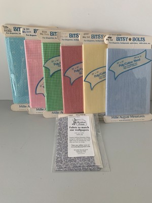 6 Millie August Miniature Bitsy Bolts Dollhouse Fabric & Brodnax Prints Material