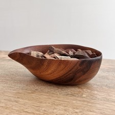 Hand Turned Hand-made Wooden Teardrop Bowl w/Handcarved Birds From Hawaii