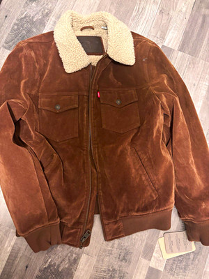 Levi's Men's Brown Sherpa Lined Aviator Bomber Jacket, Size M
