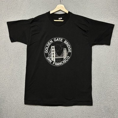 Vintage 90s San Francisco Golden Gate Bridge T-shirt Men XL Black Single Stitch