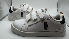Kids Polo Ralph Lauren Heritage Court Bear White/Navy Casual Shoes Size 10