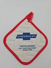 Chevy Chevrolet Dealership Vintage Potholder Rushville Indiana Memorabilia Vtg