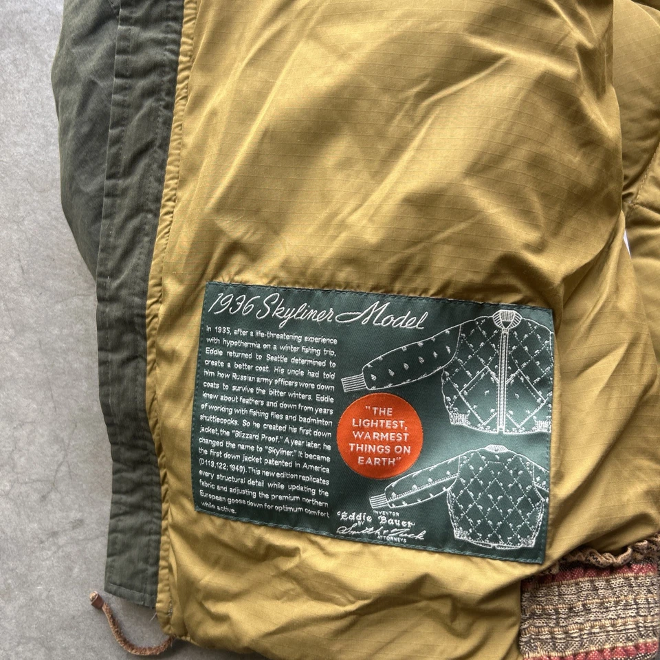 Eddie Bauer 1936 Skyliner Model Down Jacket Brown Quilted 550 Fil Mens Tall Xl - Image 3 of 4