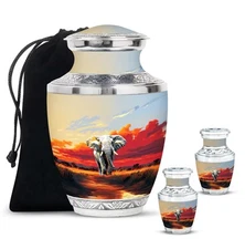 Elephant Ash Holder 10Inch + 3Inch Set Of 2 Cremated Urns for Ashes Decorative