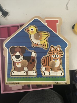 Melissa & Doug Animals Jumbo Knob Wooden Puzzles Set - Pets