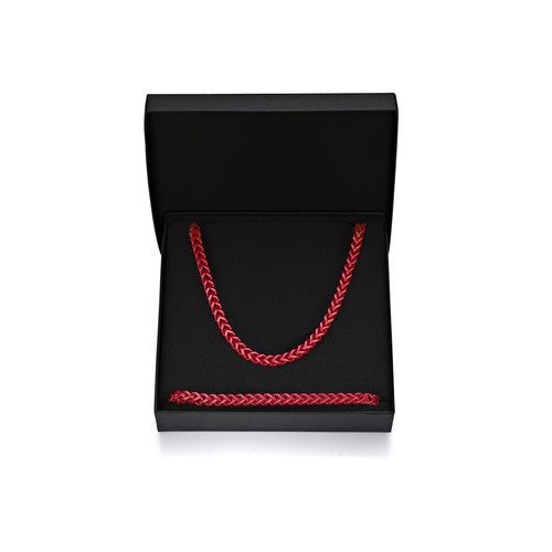 Stainless Steel Red Acrylic Thin Franco Boxed Set - 5 MM Wide, 24 Inches Length - Picture 7 of 7