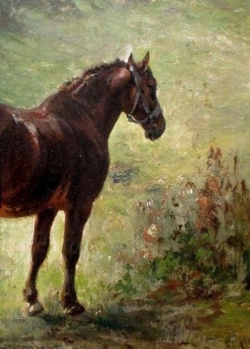 LUDWIG VOLTZ.Ölbild >Pferd in Landschaft< SIGNIERT + Rahmen, 45x41cm SUPER - Bild 6 von 7