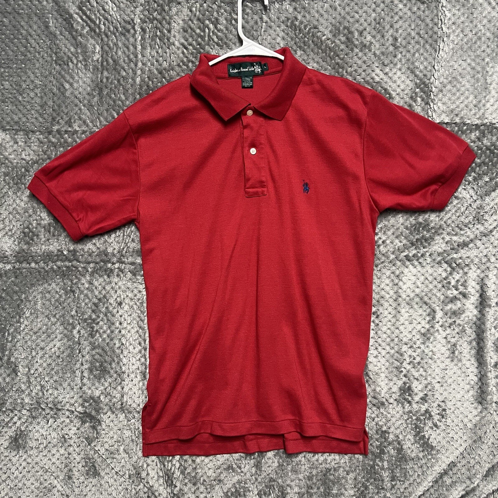 Camicia da tavola rotonda uomo L rossa manica corta polo piccola blu pony