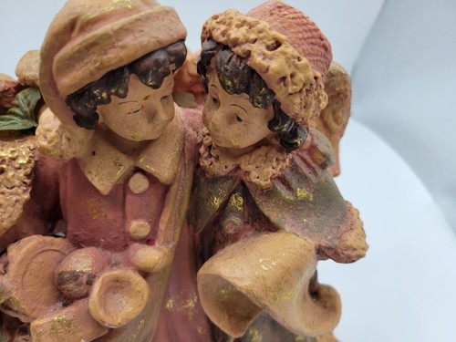 Caffco 3 ANGELS HOLIDAY FIGURINE Polyresin 9.5" Tall Mauve & Beige - Picture 3 of 9