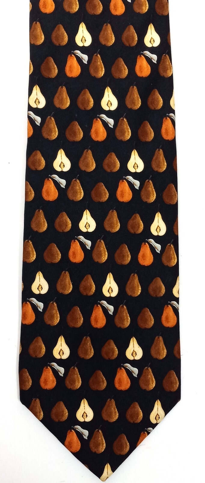 Saint Laurent Bellissima Cravatta Uomo Nero Marrone Poires Pere Seta Italia