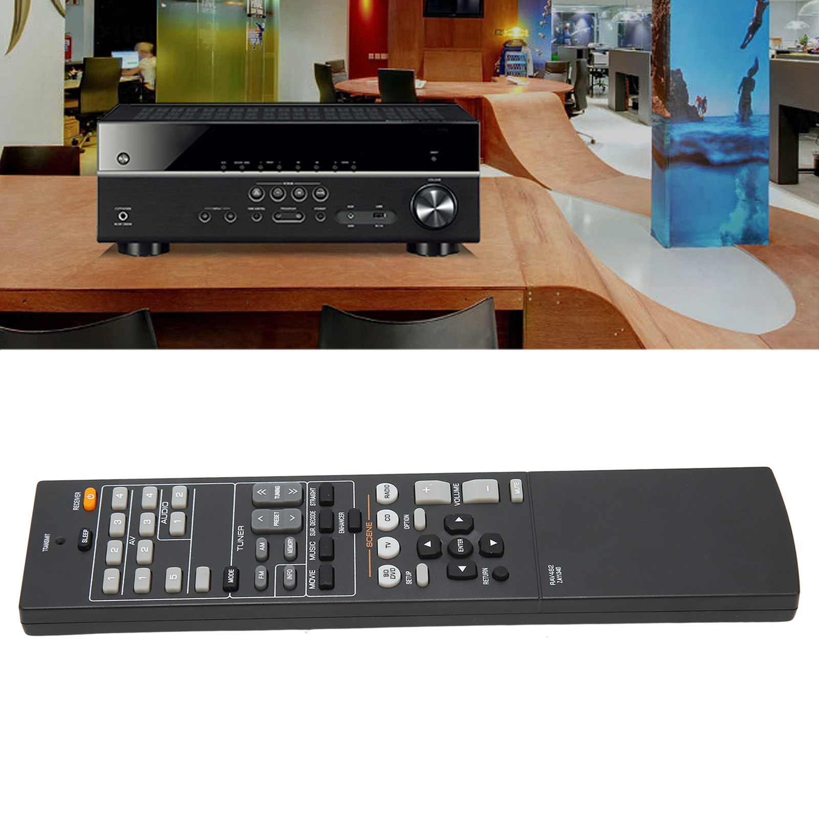 62-Key ZA11340 Universal AV Receiver Remote Replacement with Multi-Function Controls