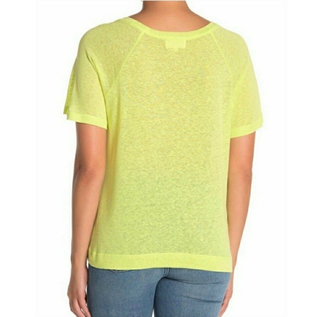 NWT Melloday Neon Yellow Raglan Sleeve Crewneck Slub Knit Shirt Size